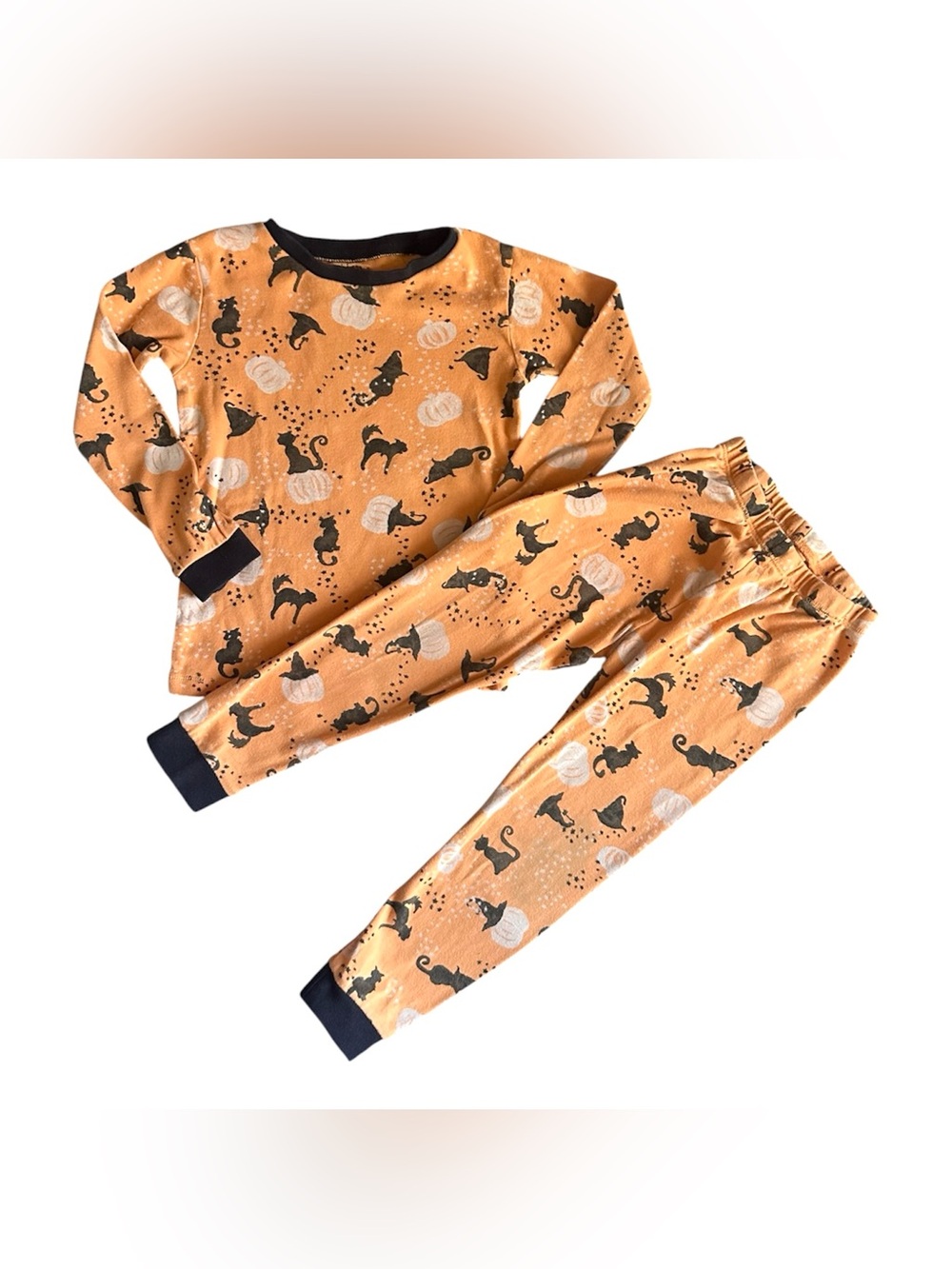 Burt's Bee's 4T Boys Girls Orange Black Halloween cotton pajama set